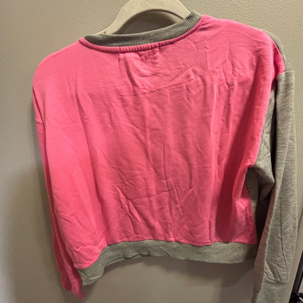 Colorblock Crop Top - Pink & Gray - Picture 2 of 4